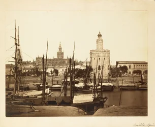 Kathedraal, Torre del Oro en Guadalquivir rivier, Sevilla