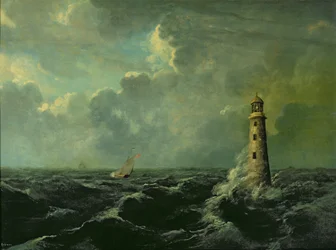 Zeegezicht met vuurtoren