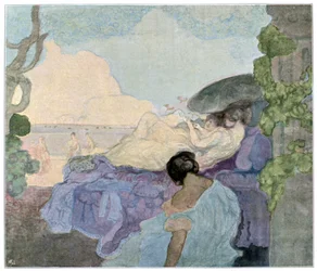 Vrouwen ontspannen aan zee, 1898