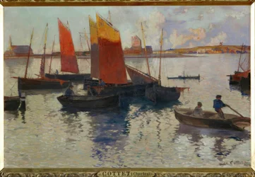 Avondstralen, haven van Camaret