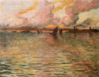 Zeegezicht met verre uitzicht op Venetië, 1896