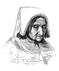 Studie van het hoofd van een oude vrouw