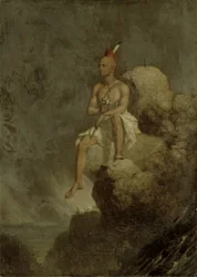 Indiase krijger op de rand van een afgrond