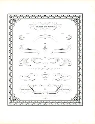 Kalligrafische pennenvlaaien met kettingpatroonrand (print)