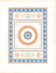 Concentrische ornamentale compositie met typografische elementen (print)