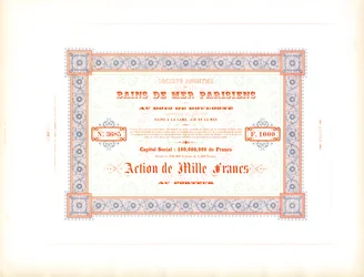 Voorraadcertificaat "Parijse zeebaden" (print)