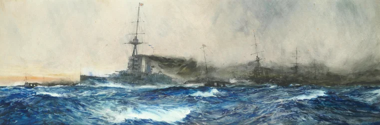 HMS Iron Duke aan het hoofd van andere hoofdschepen van de vloot