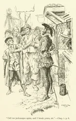 Illustratie voor Westward Ho! door Charles Kingsley (gravure)