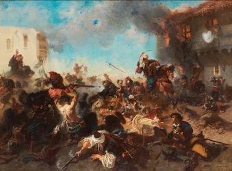 Het Schermutseling bij Bender Kalabaliken i Bender, 1877