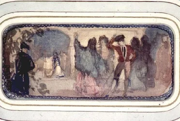 Een Spaanse scène: Figuren en gebouwen