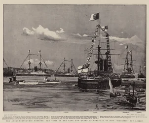De Anglo-Portugese Entente, het bezoek van de koning en koningin van Portugal aan H.M.S. Majestic bij Lissabon