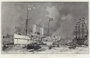 De Terugkeer van de Hertog en Hertogin van Cornwall en York, Aankomst van de Ophir in de Haven van Portsmouth