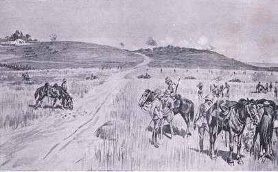 De bevrijding van Vryheid, uit Na Pretoria: De Guerrillaoorlog gepubliceerd door Harmsworth Bros Limited, 1901