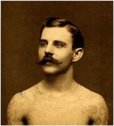 Frank Howard de getatoeëerde man, ca. 1900