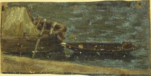 Aangemeerde boten, ca. 1870