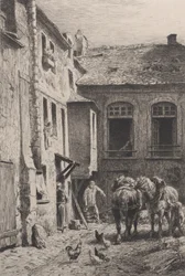 Een binnenplaats in Parijs in 1865