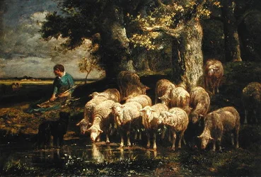 Een Herderin met haar Kudde
