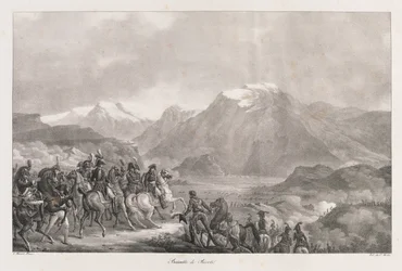 Slag bij Rivoli, begin 19e eeuw (litho)