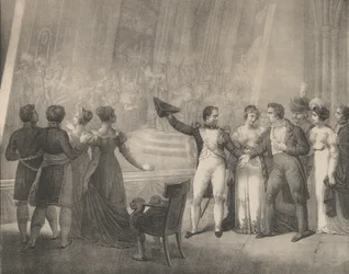 Napoleon en Josephine bezoeken het atelier van David, 4 januari 1808
