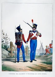 Uniform van een regiment Zwitserse infanterie, Frankrijk, 1823