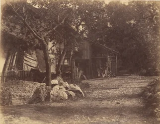 [Landschap met schuren].