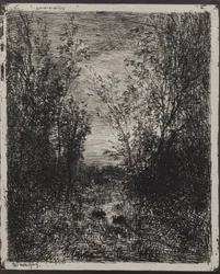 Een stroom in een open plek, originele indruk 1862, gedrukt in 1921