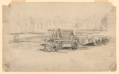 Tekening, Een boerenwagen, ca. 1850