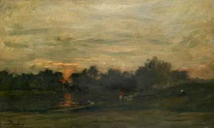 Landschap: Zonsondergang, midden 19e eeuw