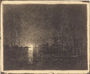 Landschap bij maanlicht