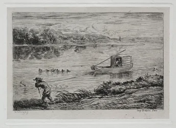De boottocht: Kajuitjongen die het sleeptouw trekt, 1861