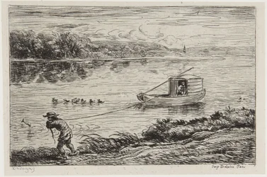De scheepsjongen trekt de lijn