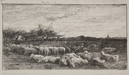 De grote schaapskooi, originele indruk 1862, gedrukt in 1921