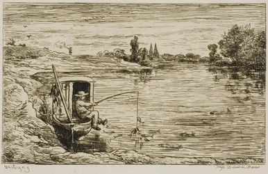 De scheepsjongen aan het vissen (Vissen met een lijn)