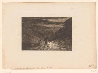 Twee wandelaars met lantaarn