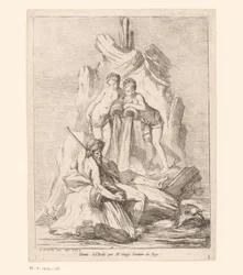 Fontein met twee nimfen en een riviergod