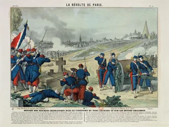 Nederlaag van de Rebellen Verschanst op de Begraafplaats van Pere Lachaise en op Chaumont Hill, 1871