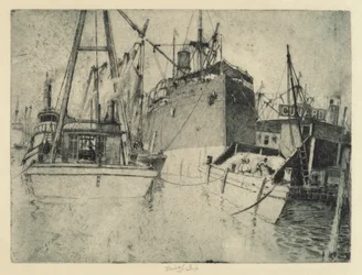 Chelsea Docks, het laden van het schip, 1907