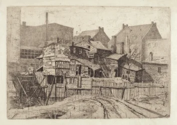 Naamloos houten huis in de stad, 1880s
