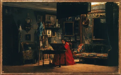 Prinses Mathilde (1820-1904) in haar atelier, rue de Courcelles, circa 1860 (olieverf op doek)