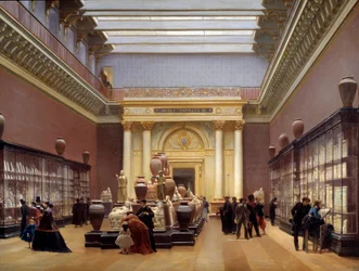 Gezicht op het Musée Napoléon III, de terracottazaal in het Louvre, ook bekend als de Galerie Campana. Schilderij van Sébastien Charles Giraud (1819-1892), 1866. Zon. 0,97 x 1,3 m