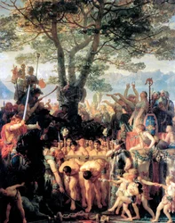 De Helvetiërs dwingen de Romeinen onder het juk door te gaan, 1858