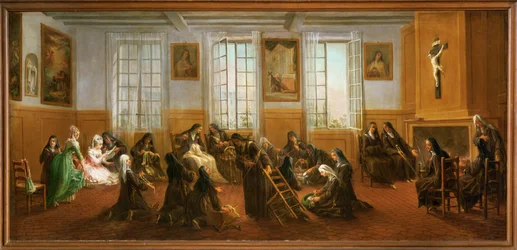 De karmelietessen in de verwarmingshal (schilderij)