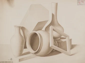 Studie [Vazen, vierkant en zeshoekig], ca. 1881