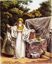 Aartsdruïde in zijn volledige gerechtelijke kostuum uit The Costume of the Original Inhabitants of the British