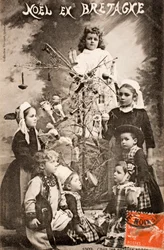 Oude ansichtkaart Vrolijk Kerstfeest De wijze kinderen Bretagne Frankrijk