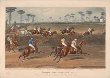 Een van een set van vier: Leamington Grand Steeple Chase ... 1837. Plaat 2. Mr. Christian op Scripton ...
