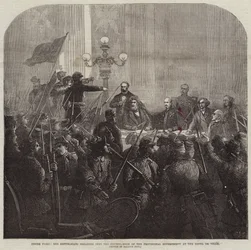 Binnen Parijs, Rode Republikeinen breken in de Raadskamer van de Voorlopige Regering in het Hotel De Ville