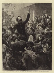 Het Leger des Heils, een dienst op het hoofdkwartier, Whitechapel Road