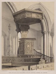 De preekstoel, All Hallows Barking Church, Tower Street, Londen