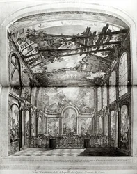Decoratie van de kapel van het Hospice des Enfants Trouves in Parijs, gegraveerd door Etienne Fessard, c.1750